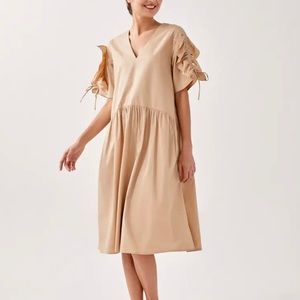 Tan Blair drop waist midi dress from Love Bonito. Tags still on, size 14 US.